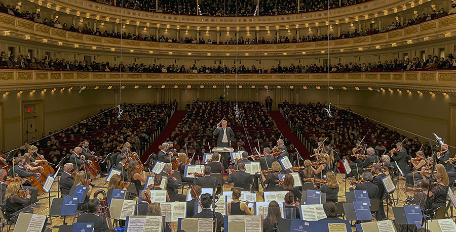 An image of Vasily Petrenko and the RPO at Carnegie Hall from the stage