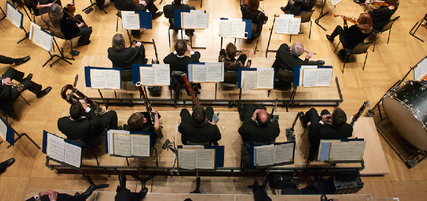 RPO musicians on stage at Cadogan Hall