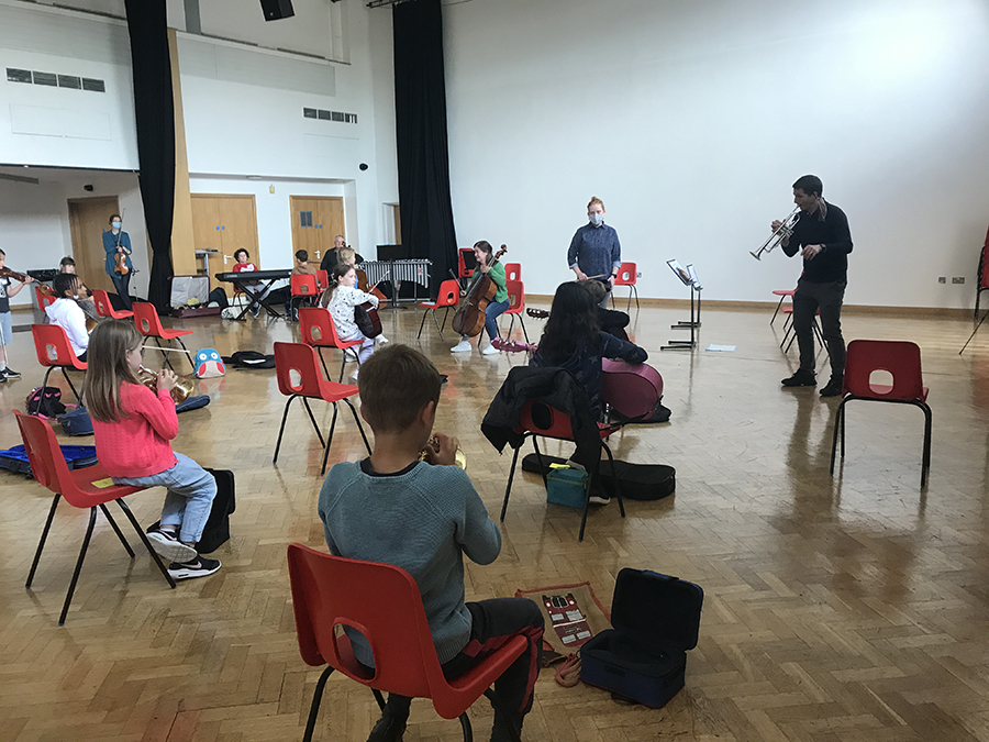 An image of RPO musicians at a Brent Ensemble Explosion session