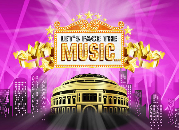 An image of the Royal Albert Hall with 'Let's Face the Music' overlaid