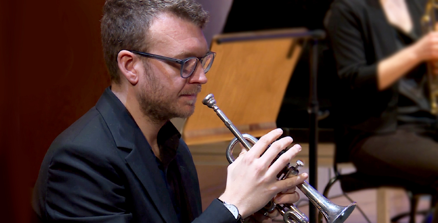 RPO Player Toby Street playing the trumpet.